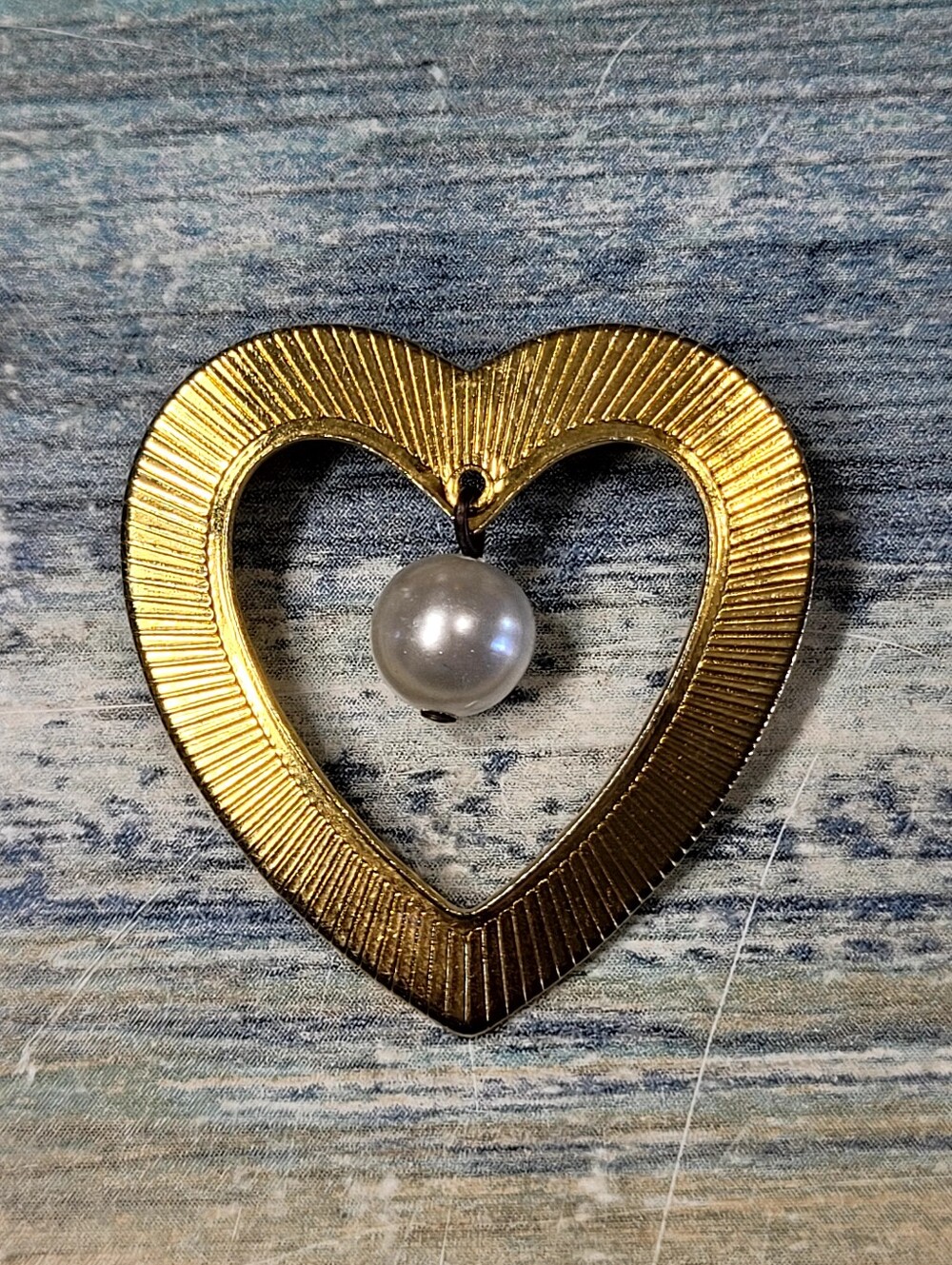 Gold Heart Pendant with Pearl Accent - Women's Jewelry